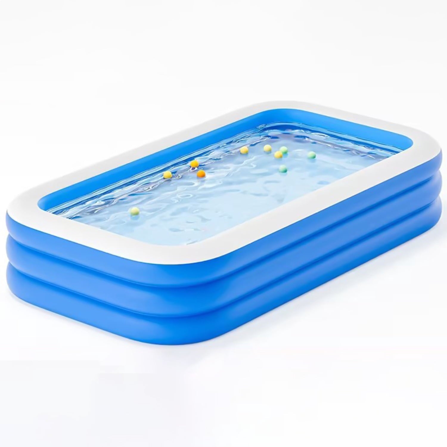 Hurber Foldable Swimming Pool, Large Non-Inflatable Adults Kiddie Outdoor Pools, Blue, 113 x 66 x 20