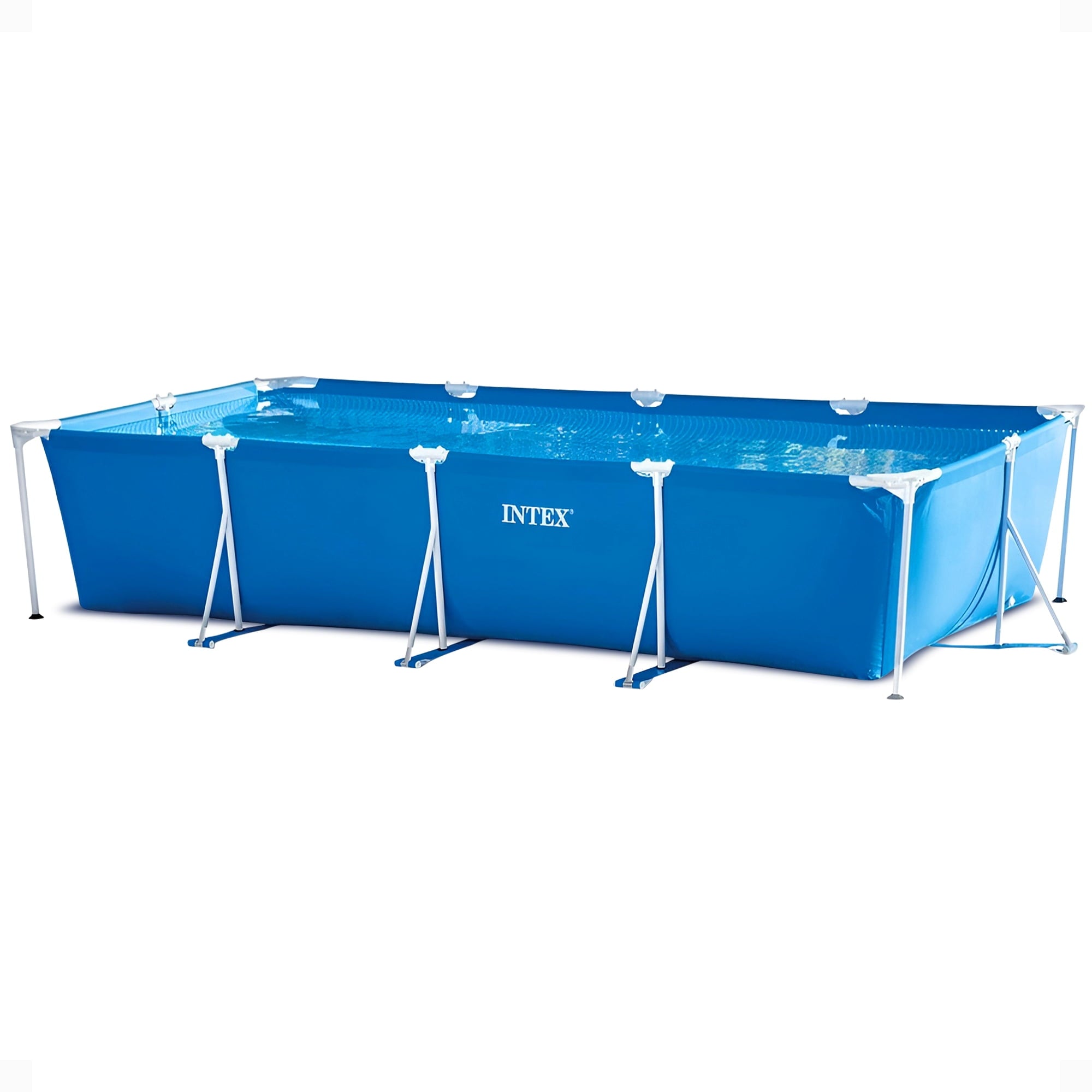 INTEX Rectangular Frame 9ft 10in x 29.5 Above Ground Swimming Pool with Flow Control Valve