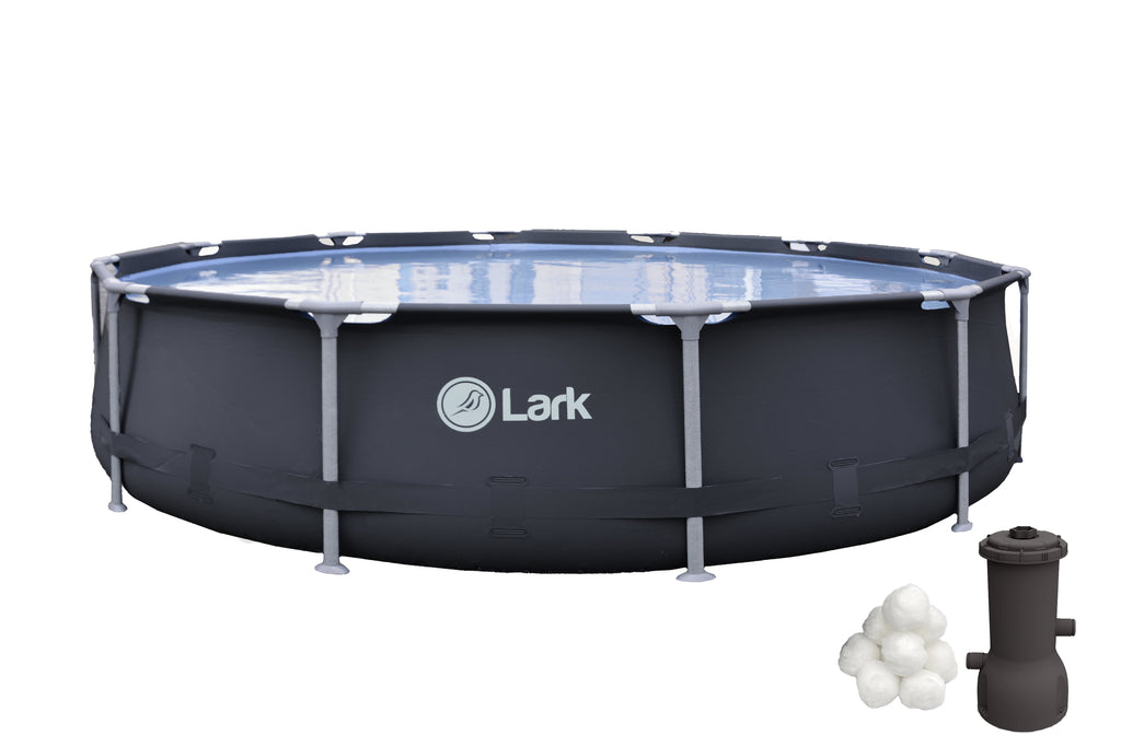 Lark Rustproof 12' ft. x 30 inch Fiberglass Frame Backyard Above Ground Swimming Pool with 530-Gallon Filtration Pump
