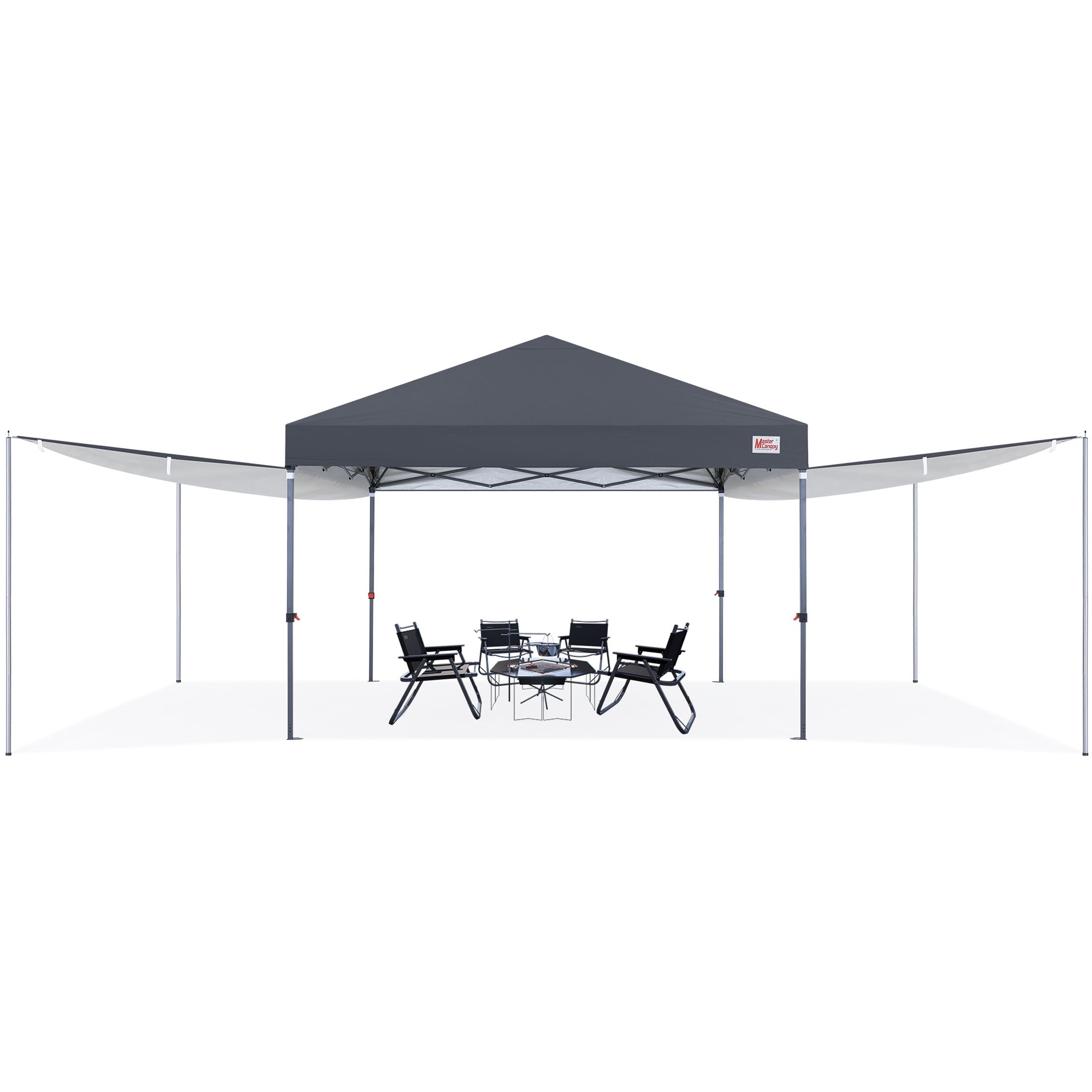 MASTERCANOPY 10 x 10ft Pop-up Canopy Tent with 2 Detachable Side Shades, White