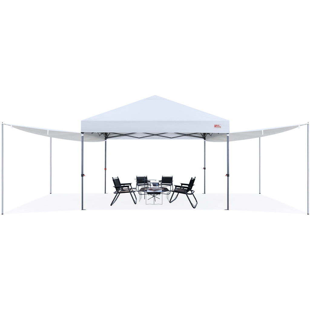 MASTERCANOPY 10 x 10ft Pop-up Canopy Tent with 2 Detachable Side Shades, White