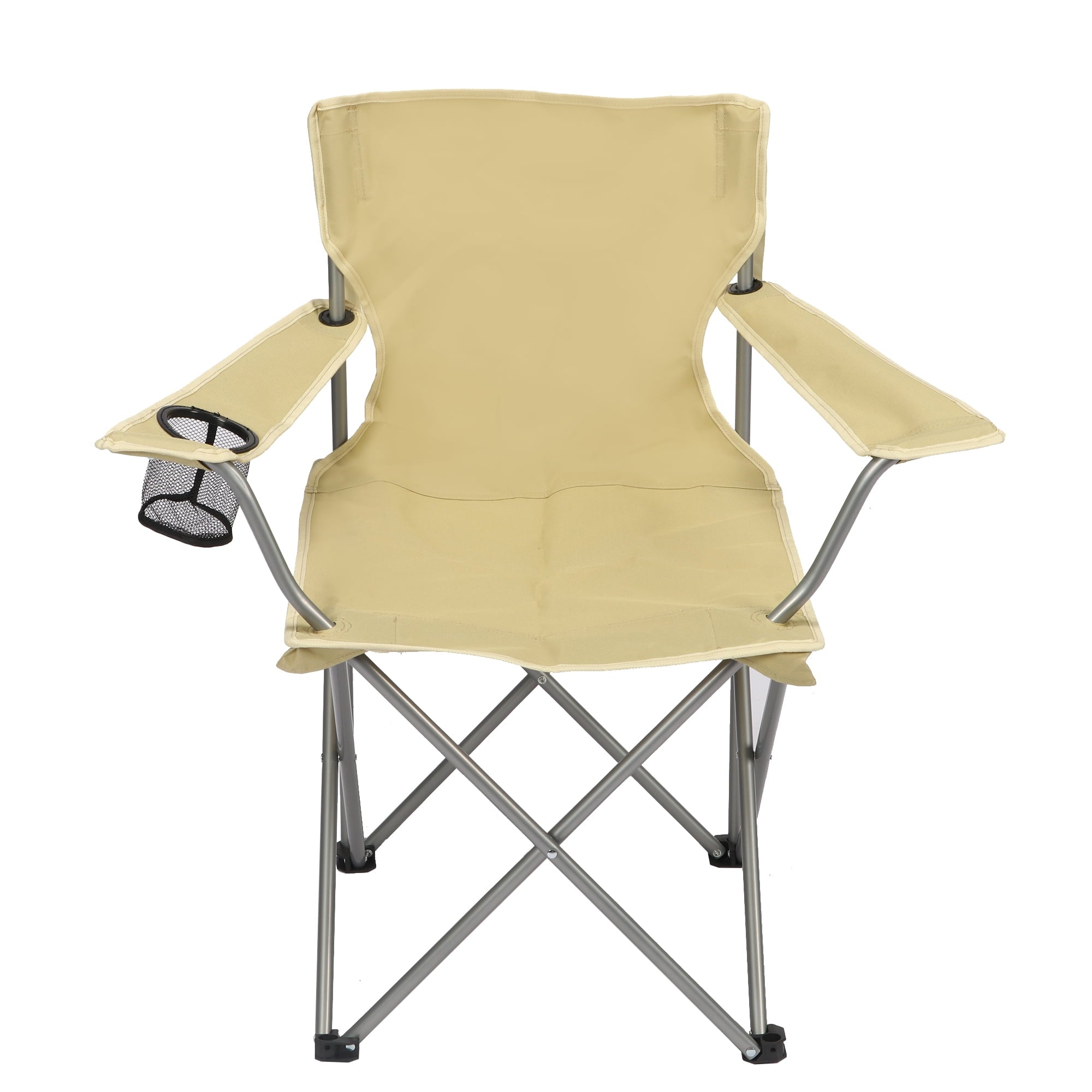 Ozark Trail Quad Folding Camp Chair with Cup Holder, Black