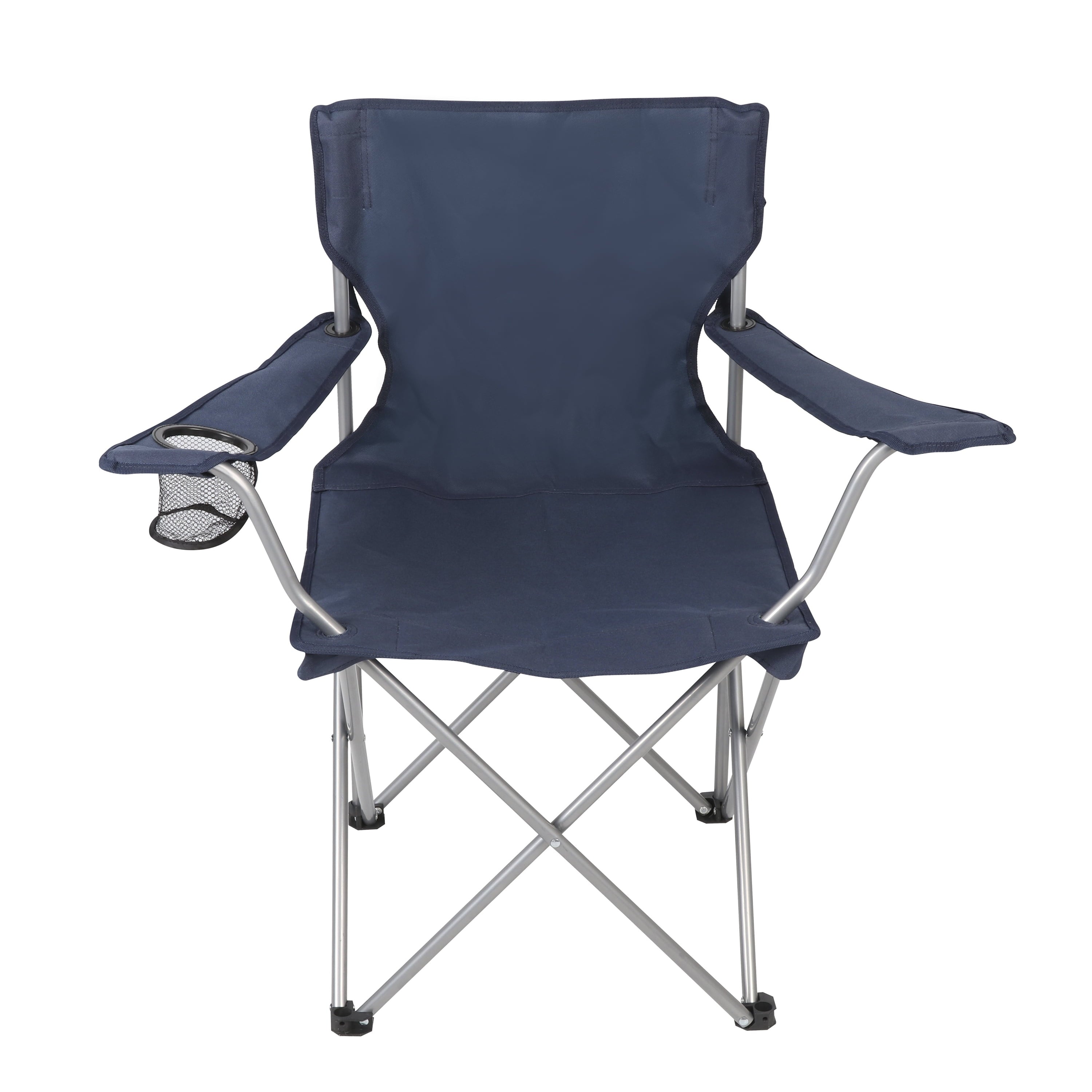 Ozark Trail Quad Folding Camp Chair with Cup Holder, Black