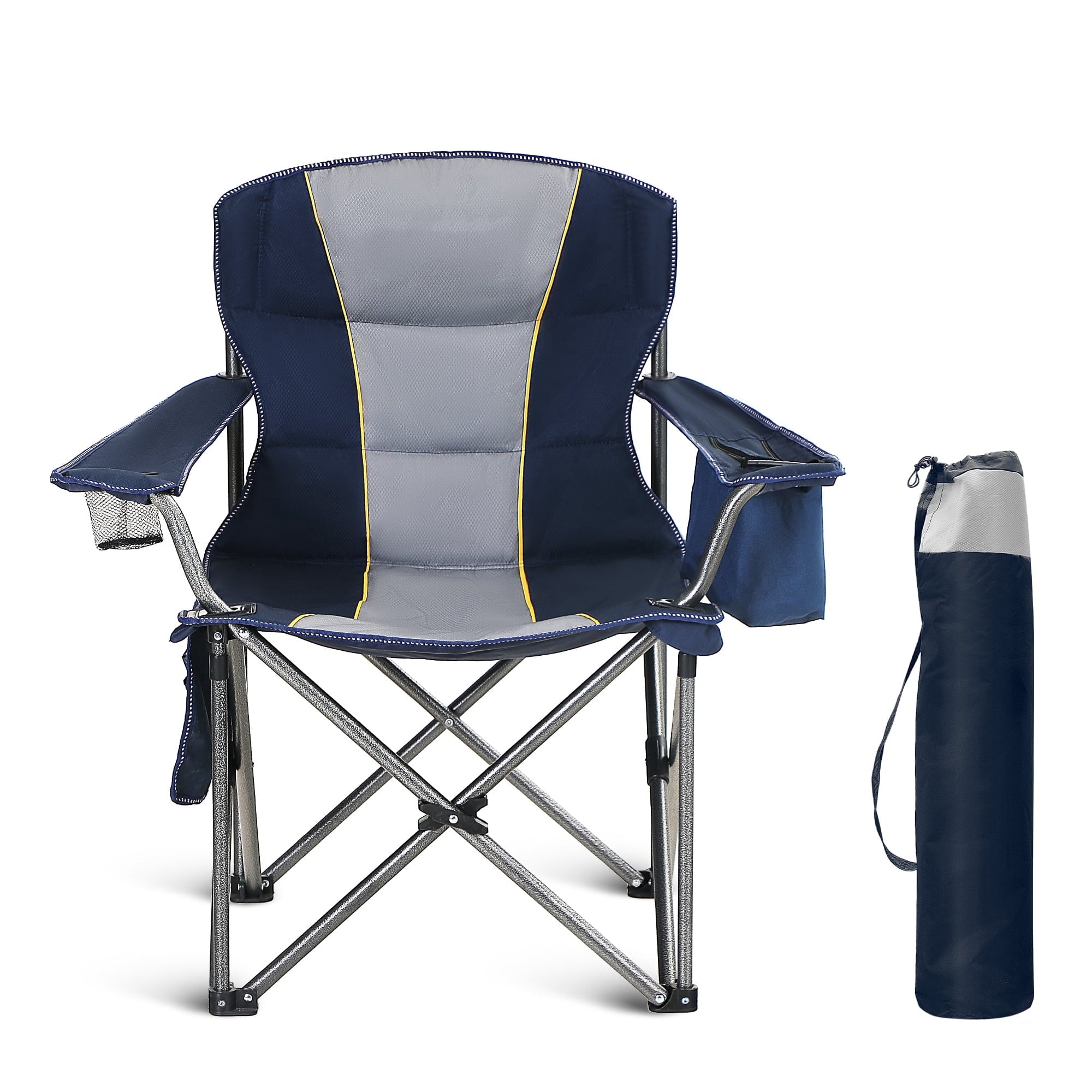 Sophia & William 2 Pack Oversized Camping Chair Heavy-Duty Steel Frame Supports 450Lbs, Foldable Outdoor Lawn Chair with Cup Holder for Backyard & Camping, Black