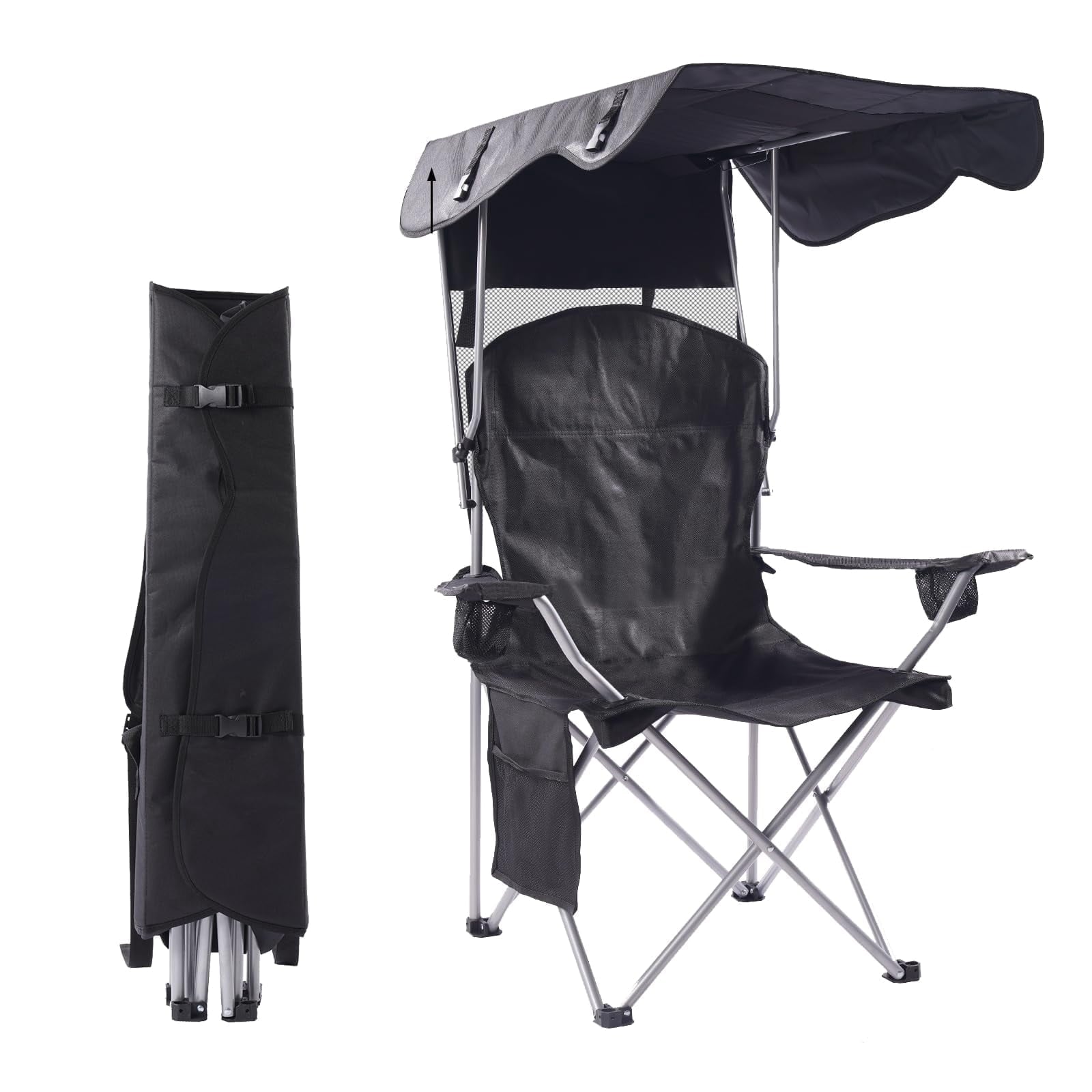 VTOY Camping Chair with Canopy Portable Canopy Camping Chairs with Shade for Outside Folding Beach Chairs with Shade for Adults(Olive Green)