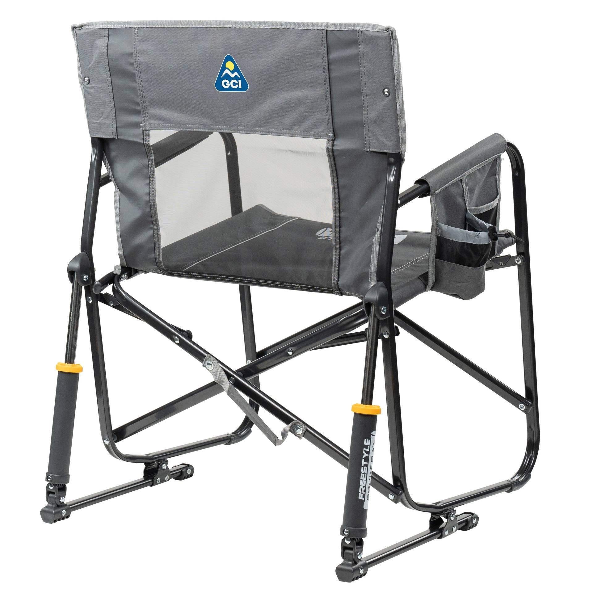 GCI Outdoor Freestyle Rocker XL Oversized Foldable Rocking Camp Chair, Pewter