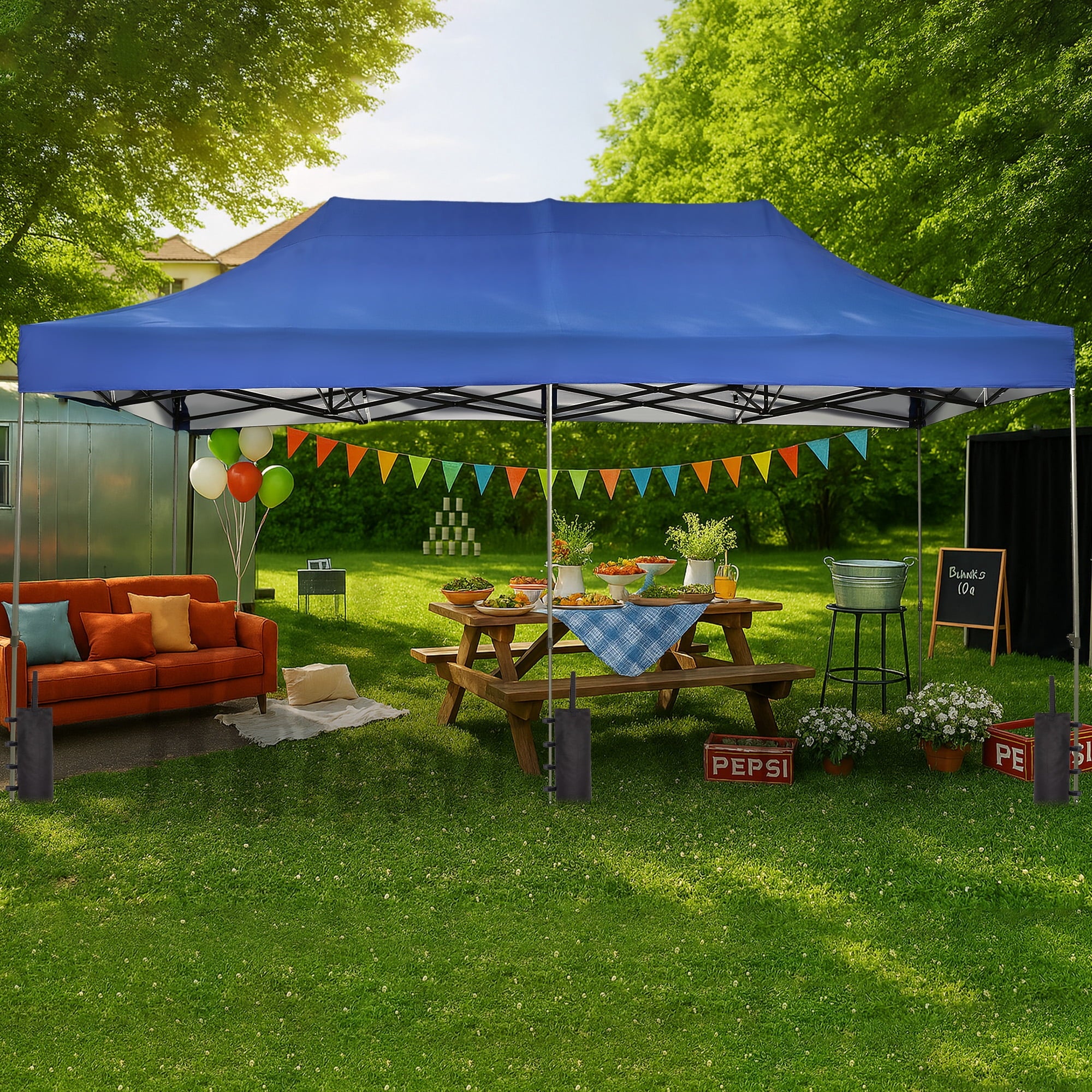Ainfox 5-Piece Sidewalls for 10x20 Pop Up Canopy Tent, 420D Oxford PVC Waterproof Sun Shade Privacy Walls with Windows & Zippers, White