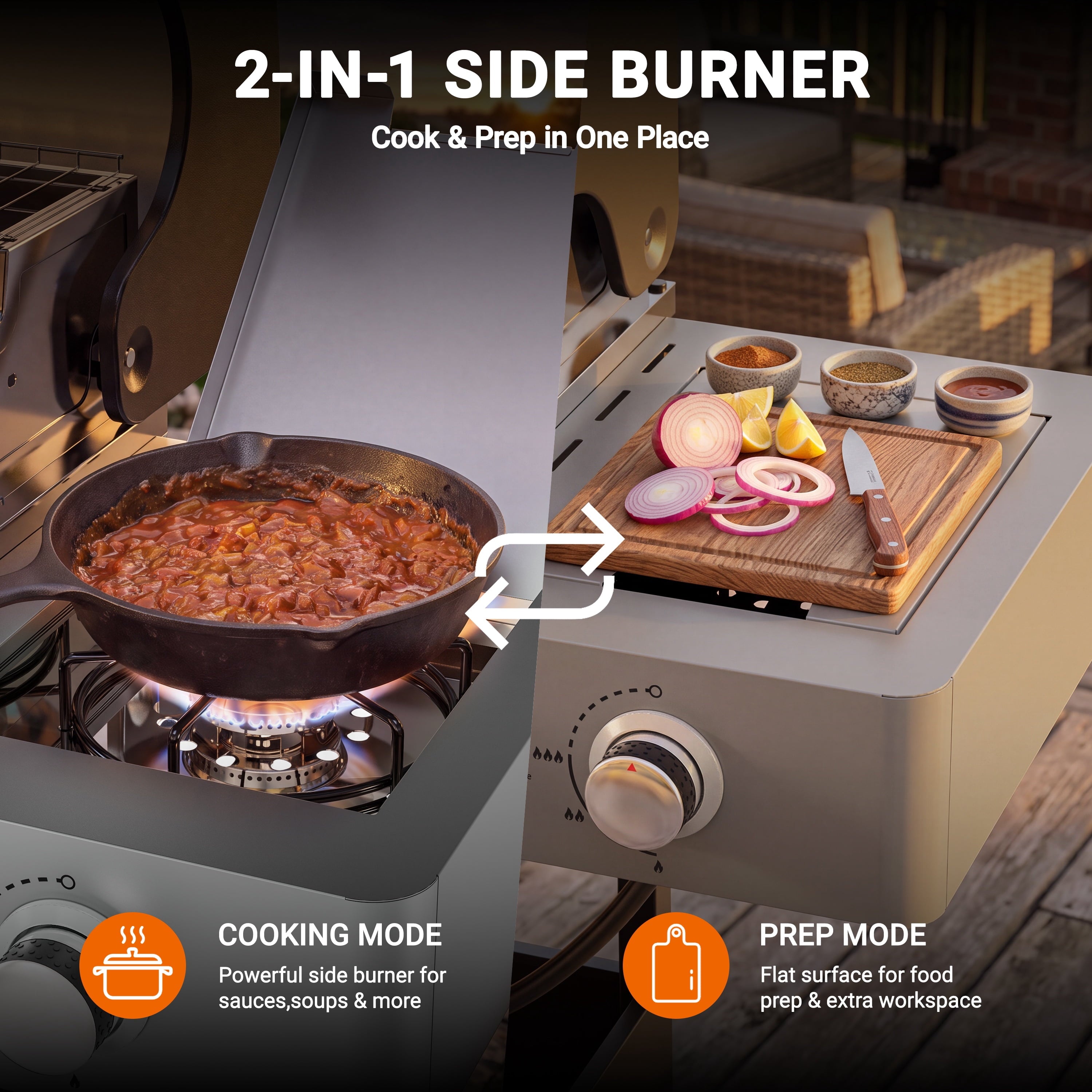 3-Burner Gas Grill with Side Burner, 40,500 BTU Propane BBQ Grill with Porcelain-Enameled Cast Iron Grates, Built-in Thermometer, Ideal for Patio Camping Outdoor Cooking