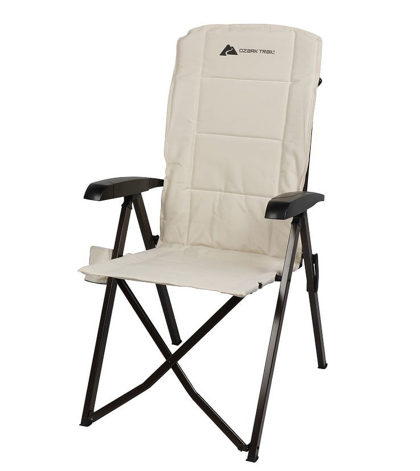 Ozark Trail Glamp High Back Reclining Lounge Chair with Adjustable Armrests, Creme