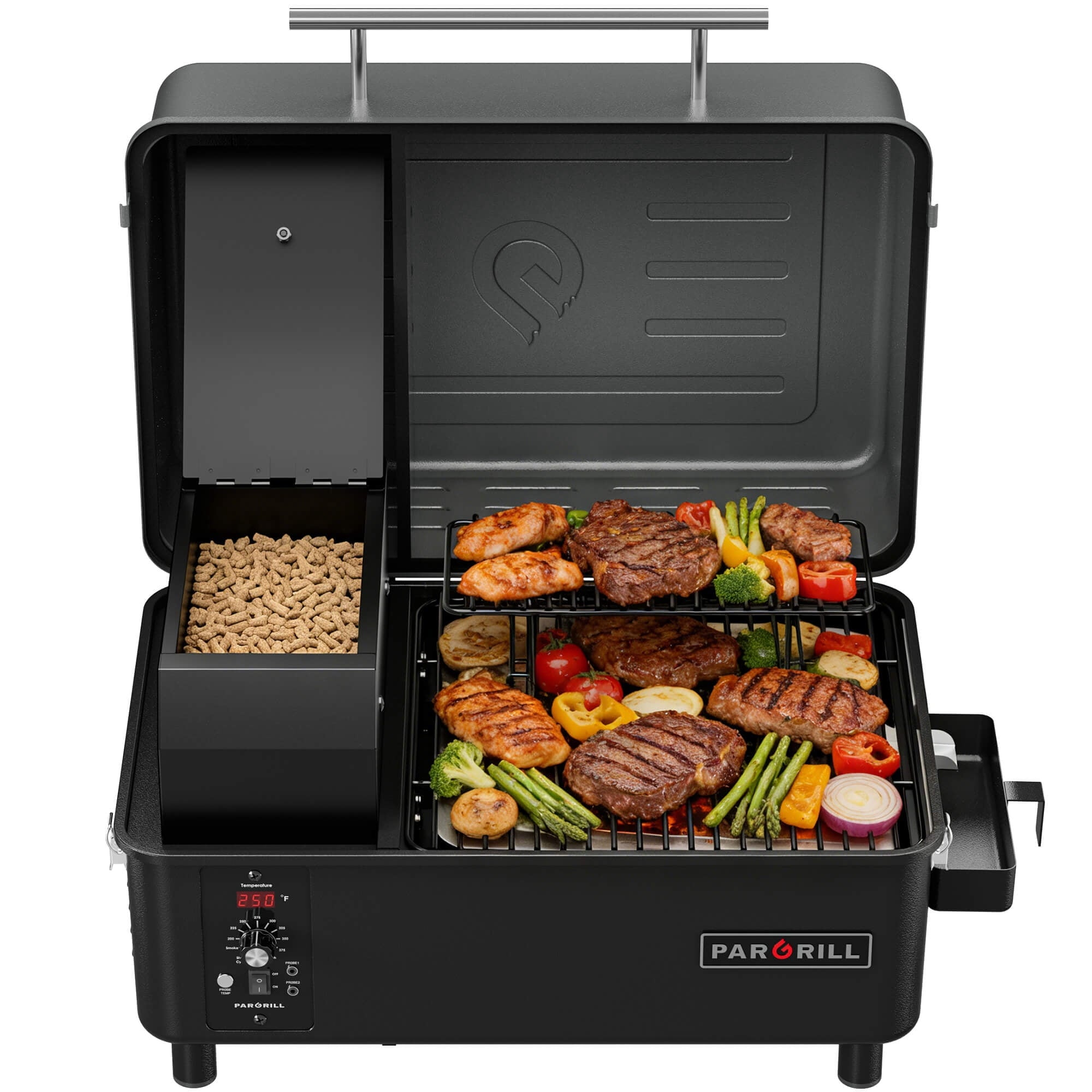PARGRILL 271 sq.in Wood Pellet Grill & Smoker, Tabletop Portable BBQ Grill with Digital Control, for Camping, Tailgating, Patio & Backyard
