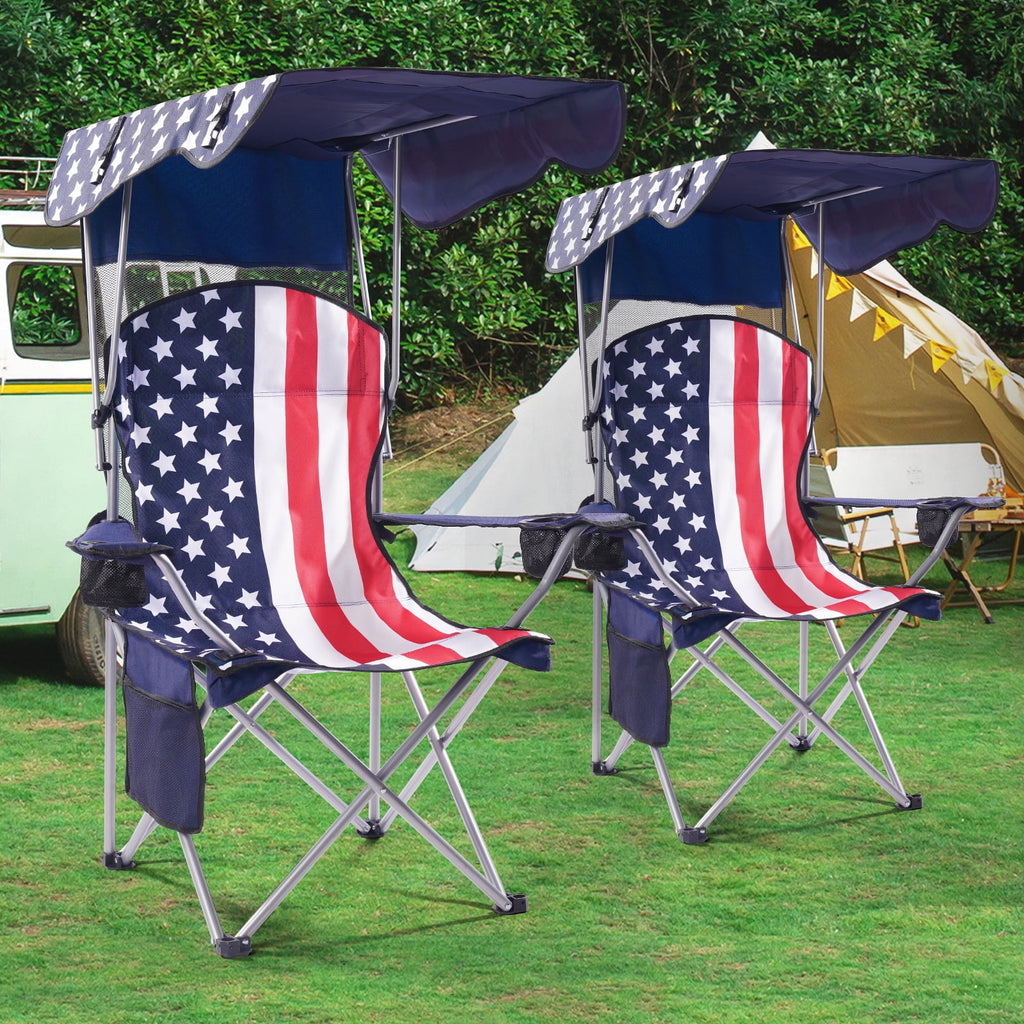 VTOY Camping Chair with Canopy Portable Canopy Camping Chairs with Shade for Outside Folding Beach Chairs with Shade for Adults(Olive Green)