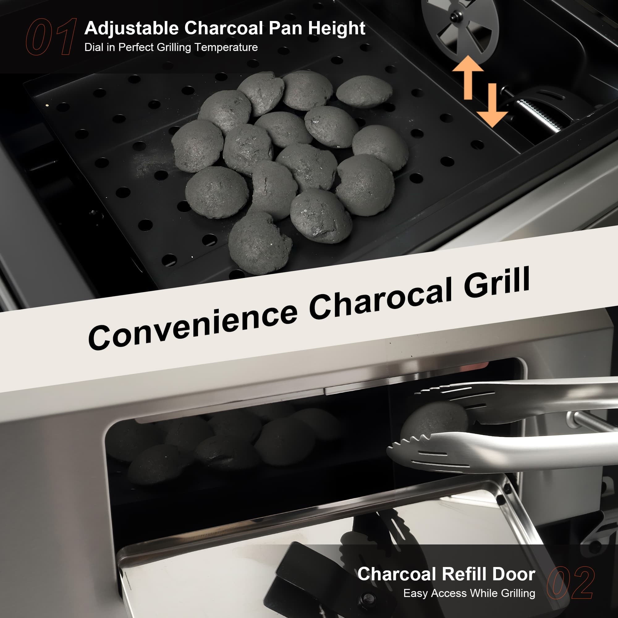 Brand Man Propane Gas & Charcoal Grill Combo with Griddle Dual Fuel BBQ Grill for Outdoor Barbecue, Black