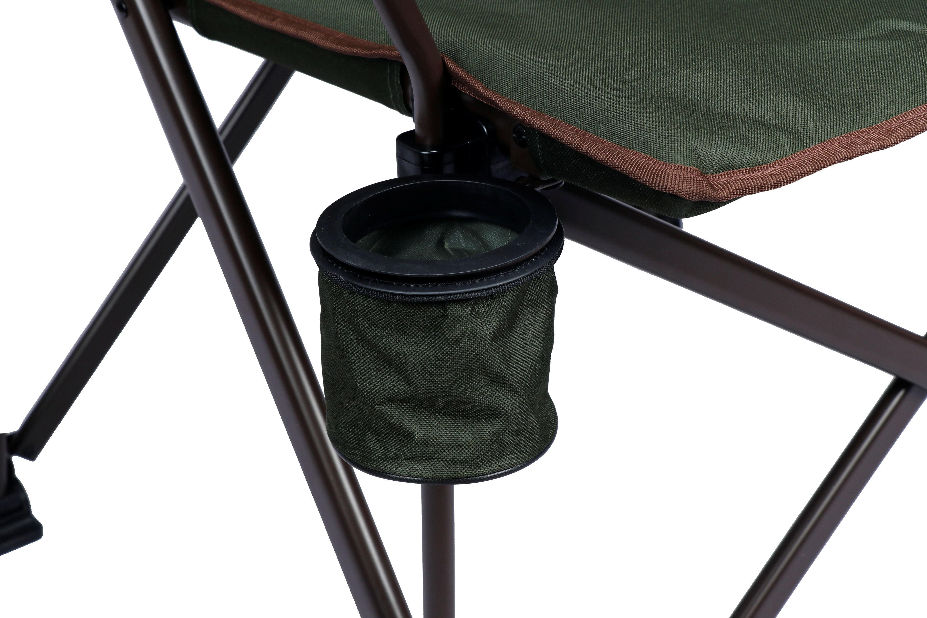 Ozark Trail Heavy Duty Hard Arm Camp Chair with Adjustable Cupholder, Tensioned Seat Fabric, Brown