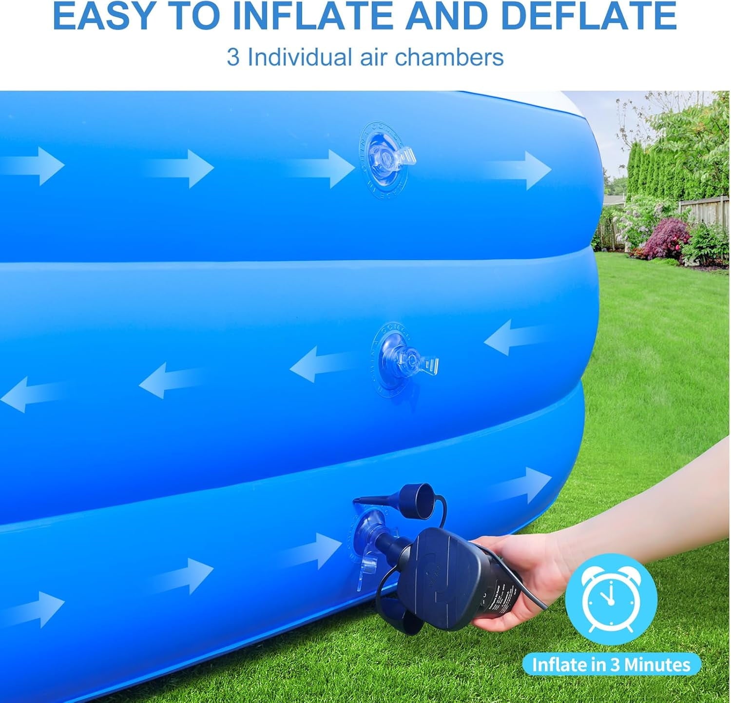 Inflatable Swimming Pool with Pump, Cuopluber 120 x 72 x 22 Large Inflatable Pool for Adults and Kids, Thickened Blow Up Pools for Outdoor, Garden, Backyard, Summer Water Party