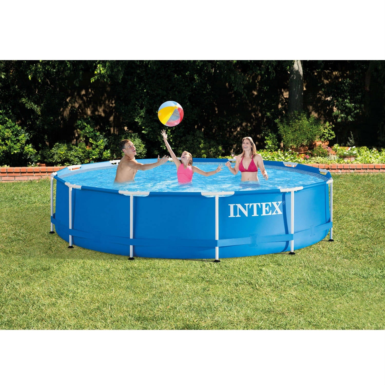 INTEX Metal Frame 12ft x 30in Above Ground Swimming Pool Set w/Filter Pump