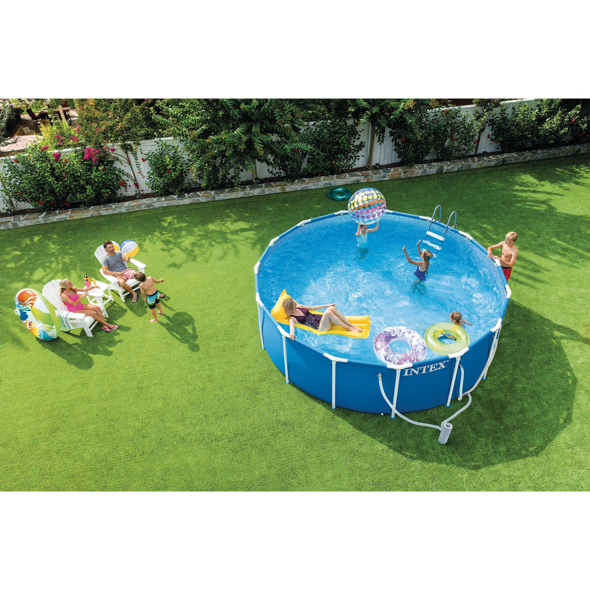 INTEX Metal Frame 12ft x 30in Above Ground Swimming Pool Set w/Filter Pump
