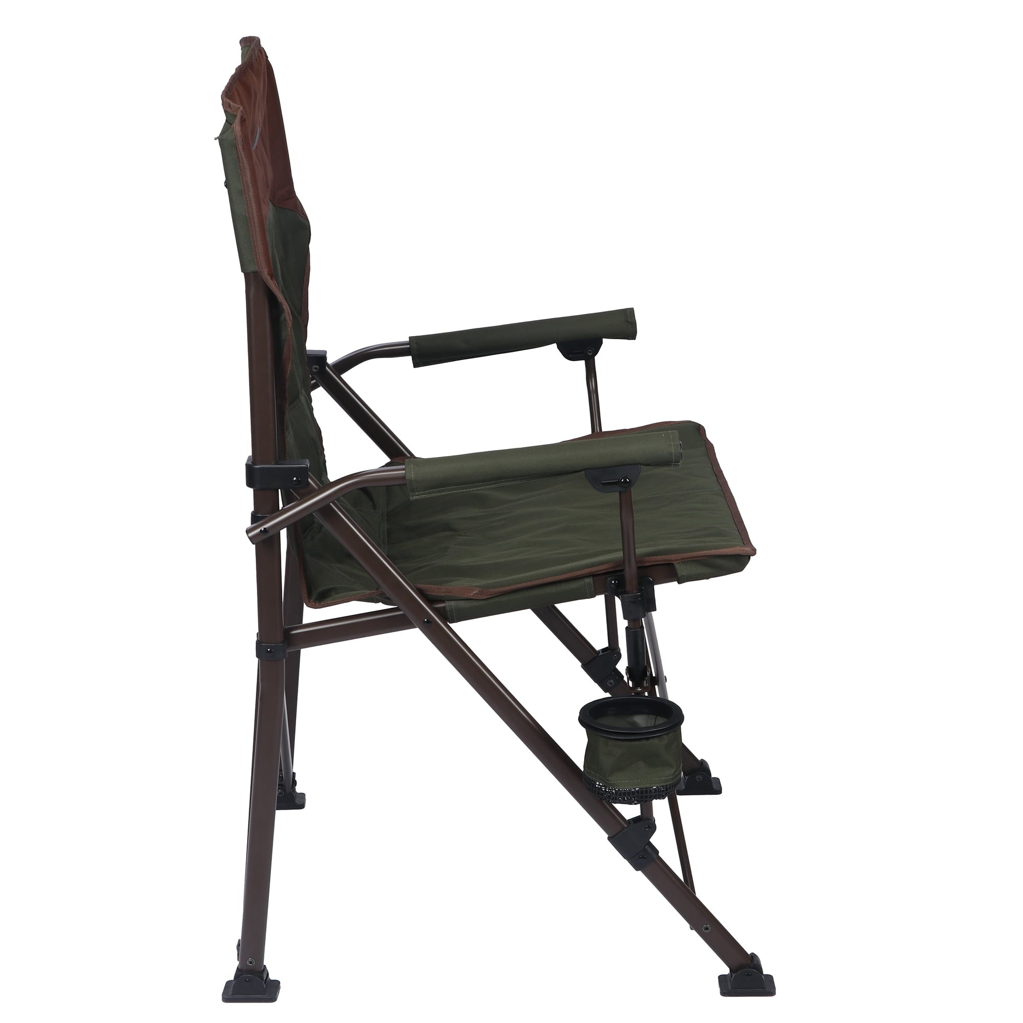 Ozark Trail Heavy Duty Hard Arm Camp Chair with Adjustable Cupholder, Tensioned Seat Fabric, Brown