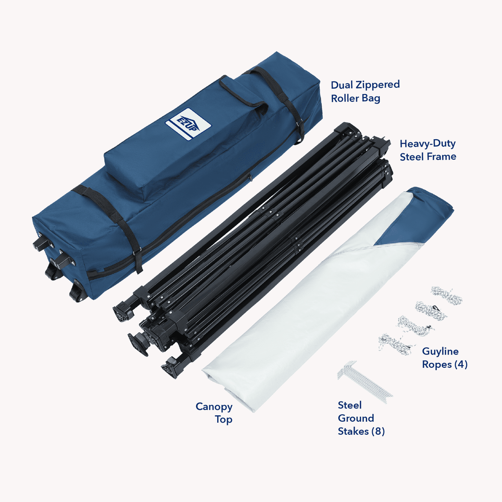 E-Z UP 13x13 ONE-UP Instant Canopy Tent – Pop Up Outdoor Shade Tent with Vented Top, Adjustable Height & Roller Bag