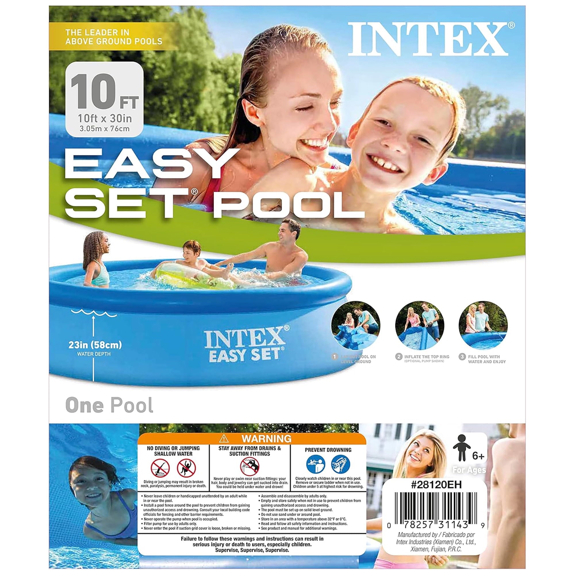 Intex: : Easy Set Pool - 10' x 30 - Inflatable Above Ground Swimming Pool, Puncture-Resistant Material, 1018 Gal Cap, Kids-Family Water Play, 28120EH