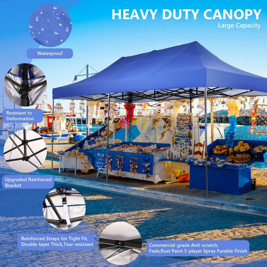 Ainfox 5-Piece Sidewalls for 10x20 Pop Up Canopy Tent, 420D Oxford PVC Waterproof Sun Shade Privacy Walls with Windows & Zippers, White