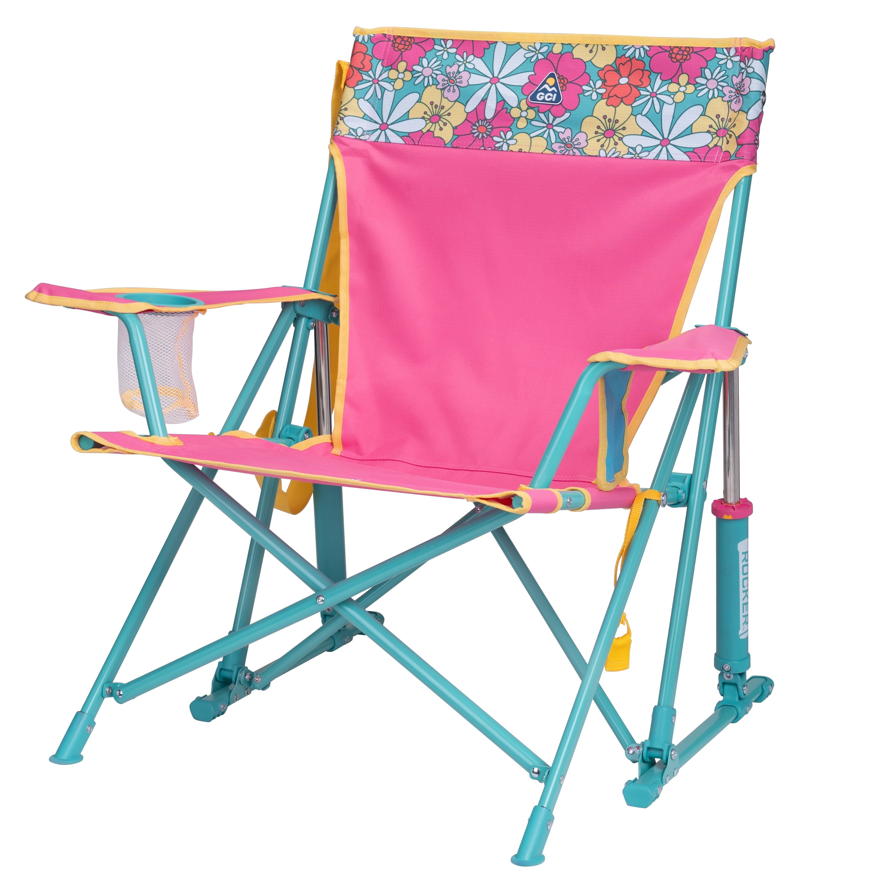 GCI Outdoor Kickback Rocker Low Profile Rocking Camp Chair, Summer Floral