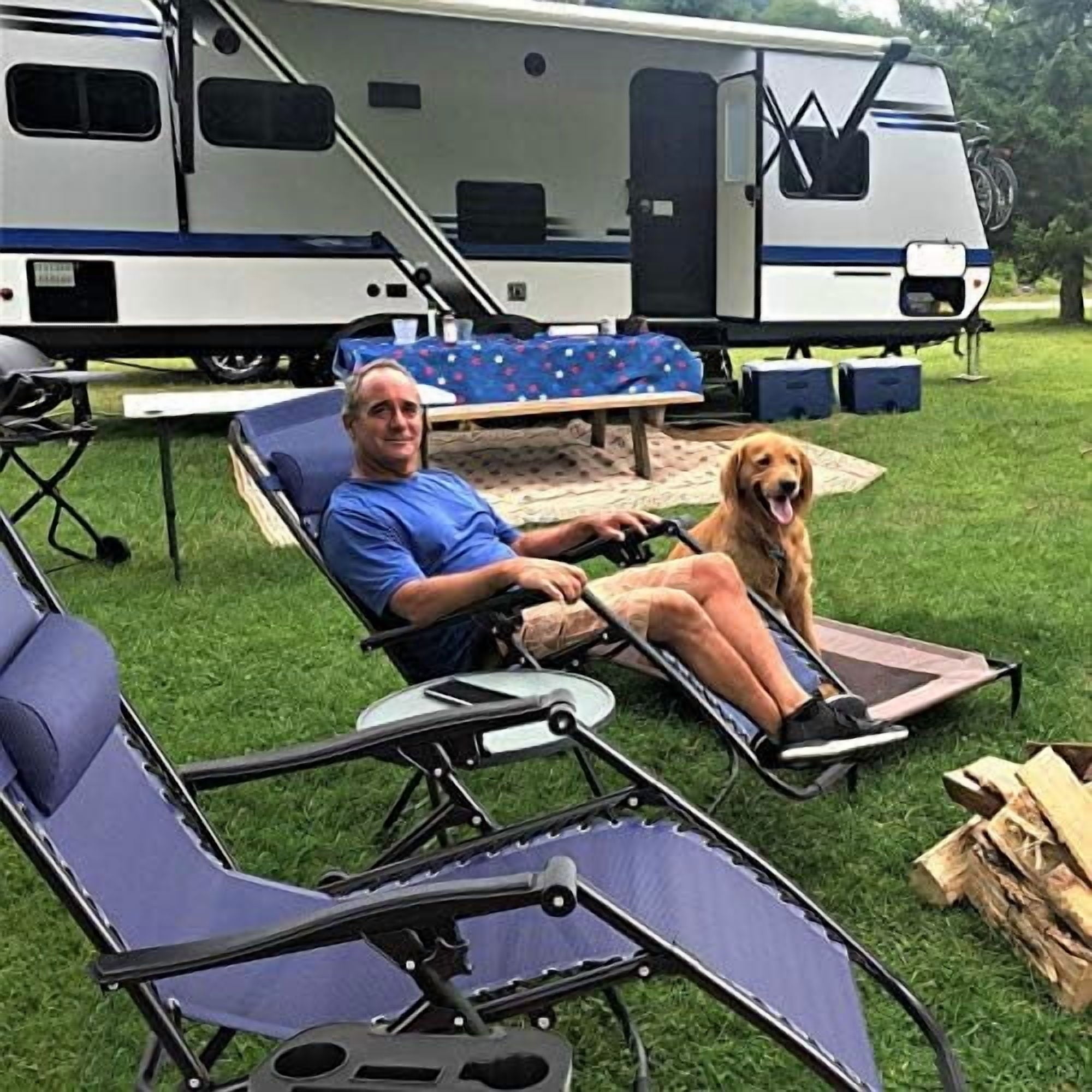 Simenmax Zero Gravity Chair Set of 2, Reclining Folding Outdoor Chairs with Adjustable Headrest & Cup Holder, Anti - Gravity Loungers for Backyard, Patio, Lawn, Poolside,Blue