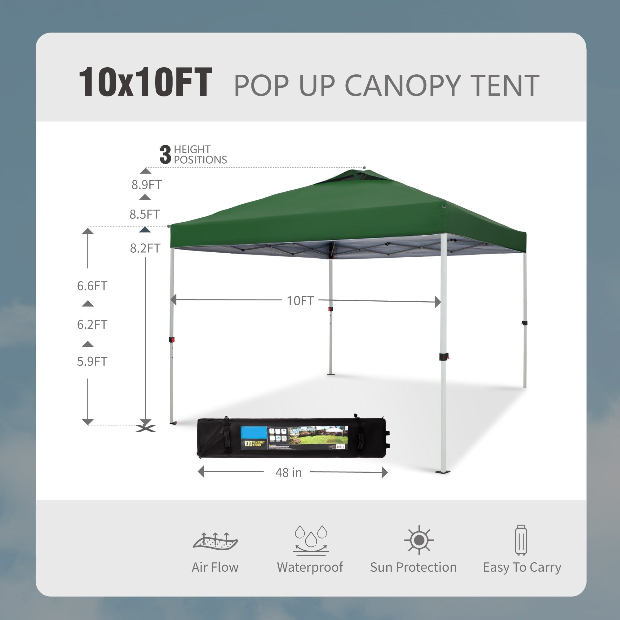 Alpha Joy 10'x 10' Pop up Canopy Outdoor Shade Canopy Event Instant Canopy Tent with Roller Bag, Blue