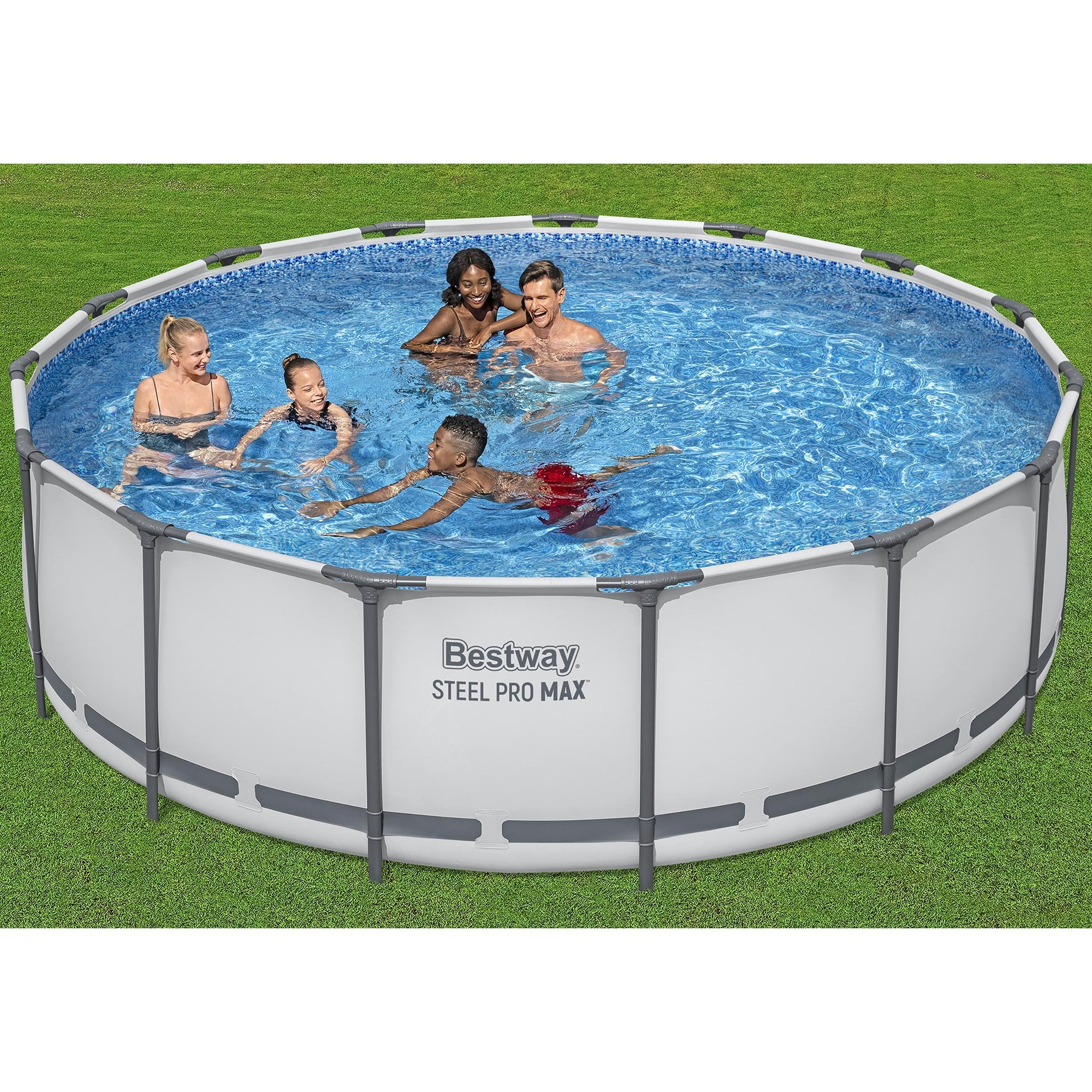 Bestway Steel Pro MAX 15'x42 Metal Frame Above Ground Pool Set w/ Pump, Ladder, & Cover
