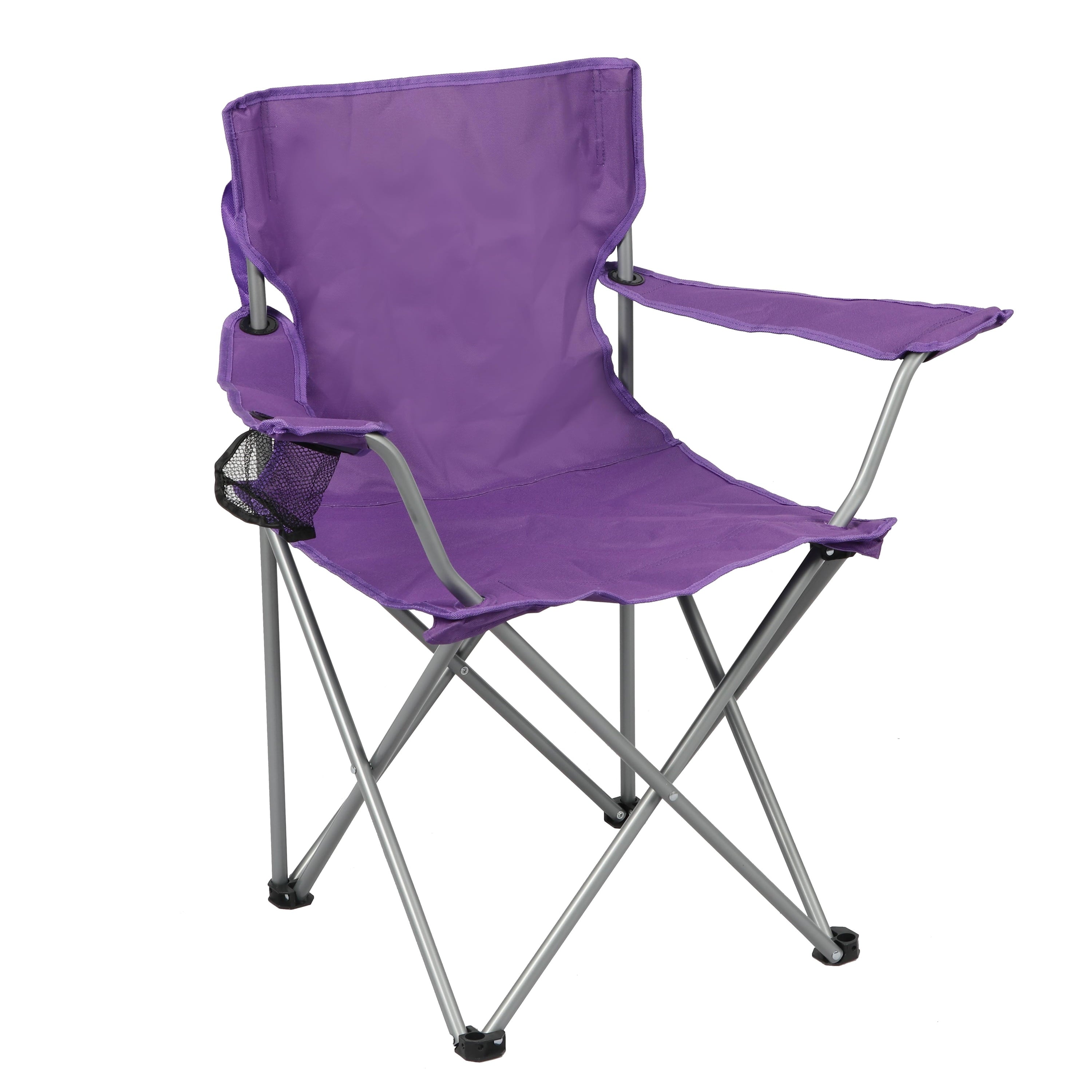 Ozark Trail Quad Folding Camp Chair with Cup Holder, Black
