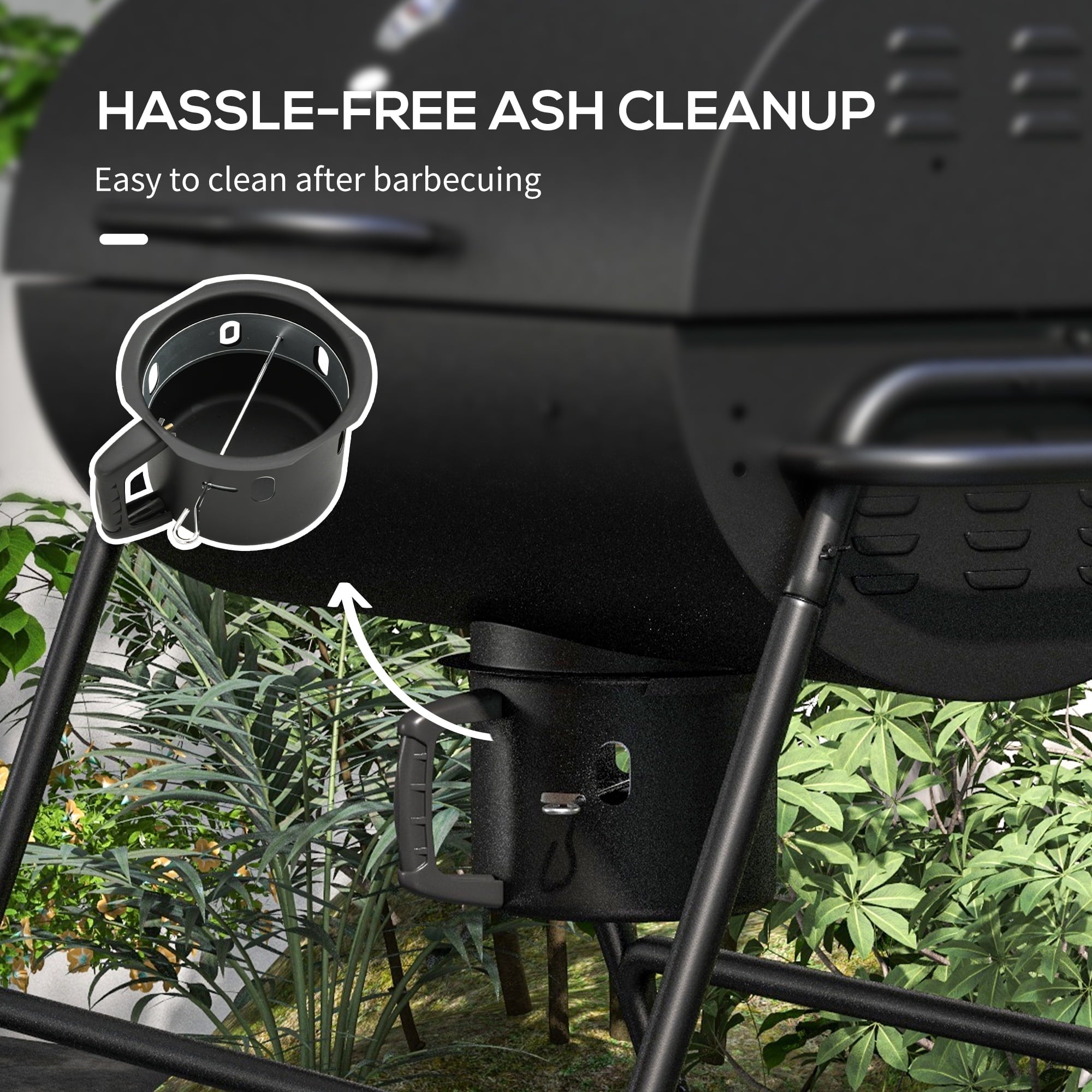 Outsunny Barrel Charcoal BBQ Grill with 420 sq.in. Cooking Area, Wheeled Outdoor Barbecue, Black