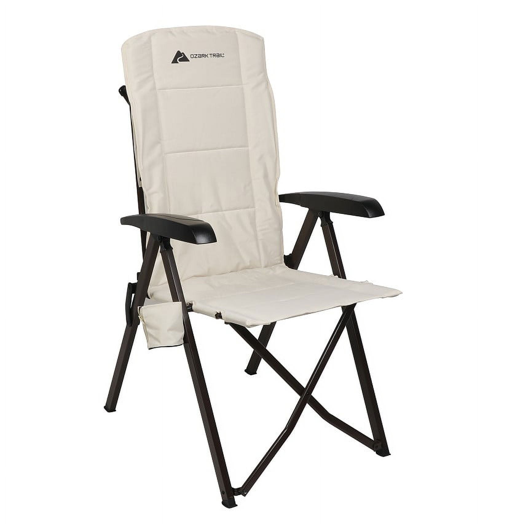 Ozark Trail Glamp High Back Reclining Lounge Chair with Adjustable Armrests, Creme