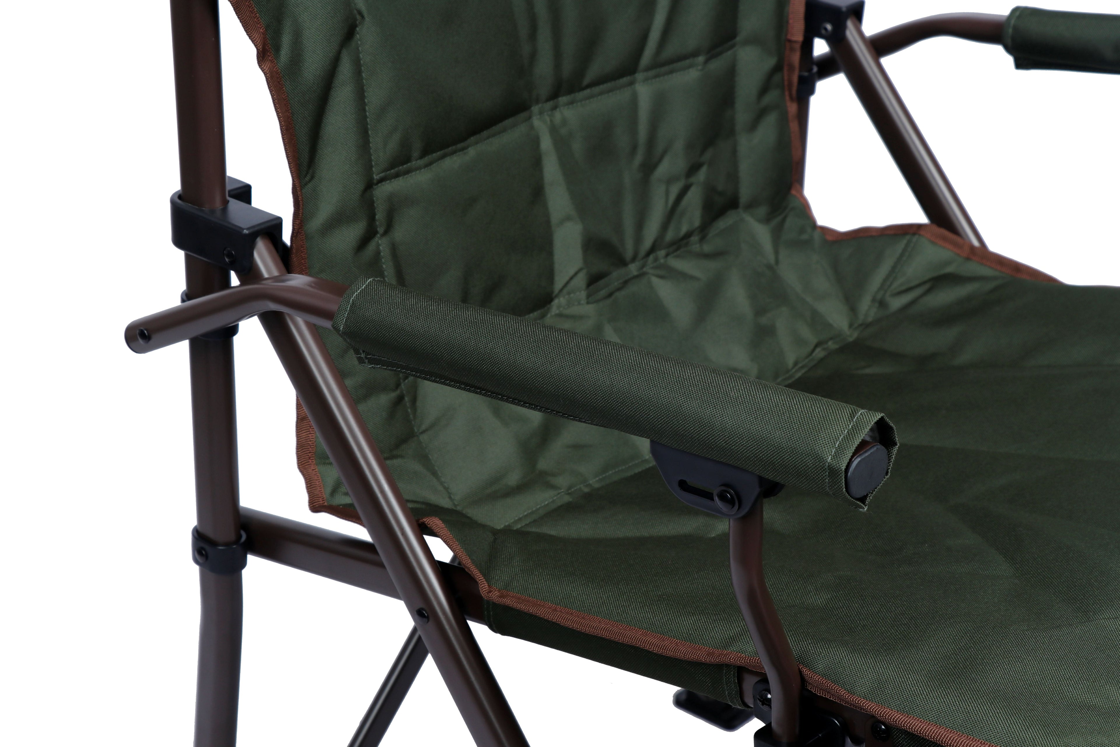 Ozark Trail Heavy Duty Hard Arm Camp Chair with Adjustable Cupholder, Tensioned Seat Fabric, Brown
